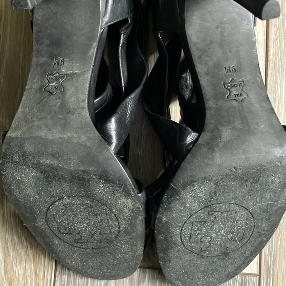 Tory Burch made in Brazil super soft, black leather lace up heels size 9 - Picture 4 of 7